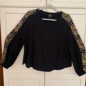 Women’s XLW5 black blouse with embroidery